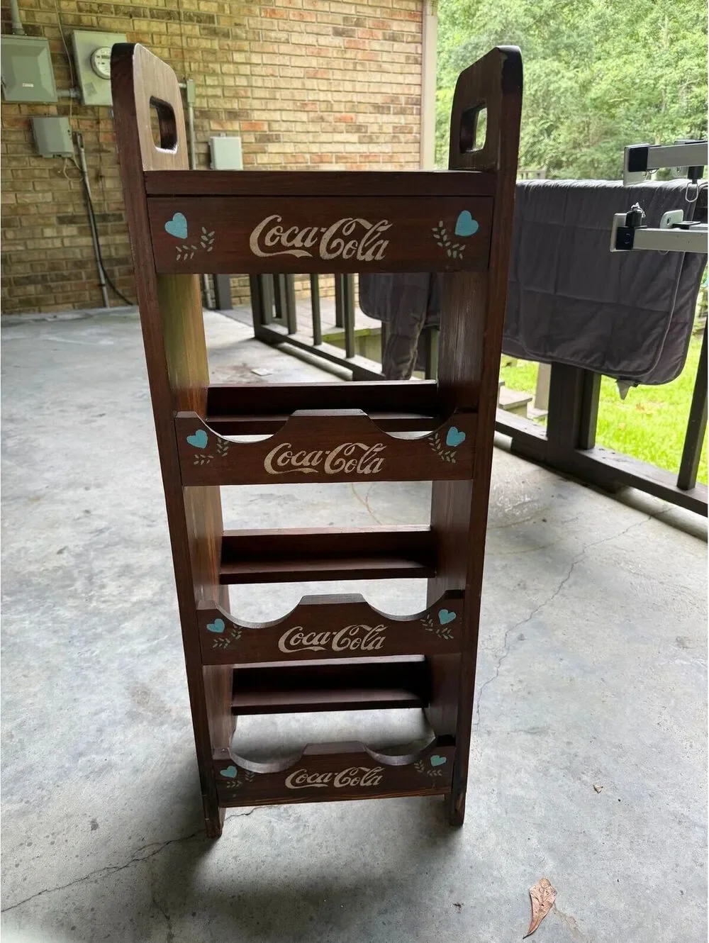 6.  Coca-Cola Theme Wood Display Shelf